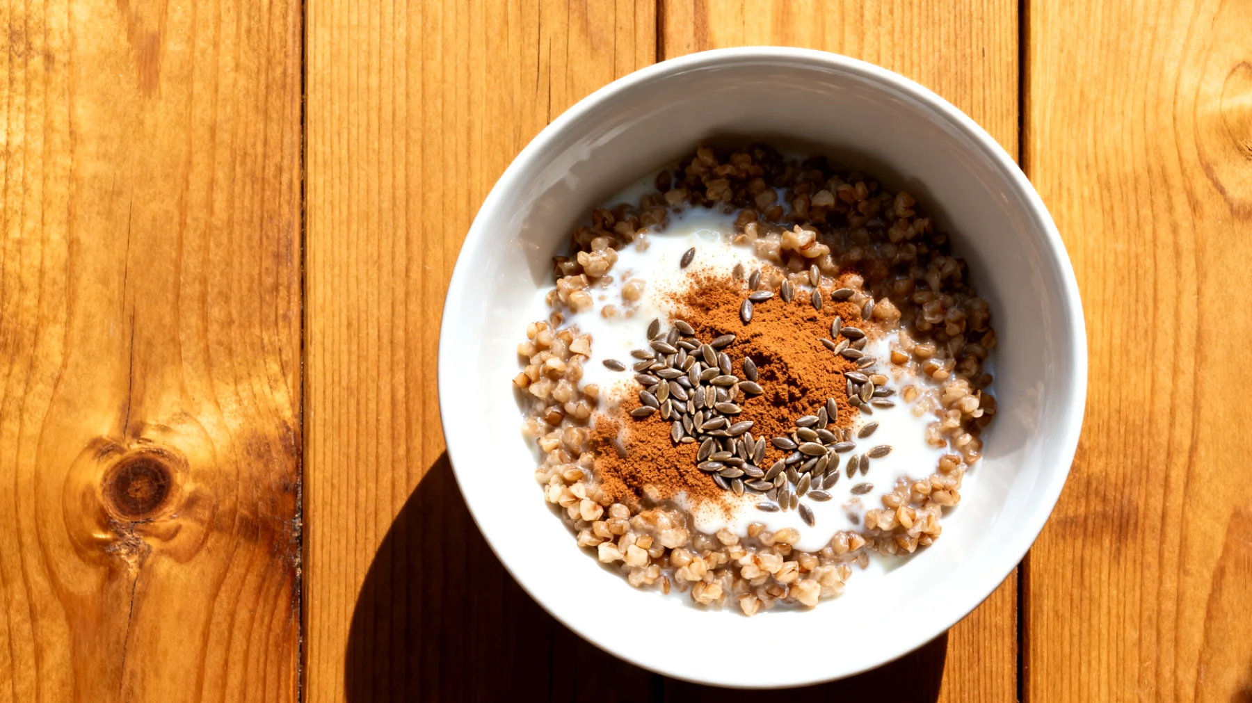 Buchweizen-Kefir-Porridge mit Leinsamen und Zimt"