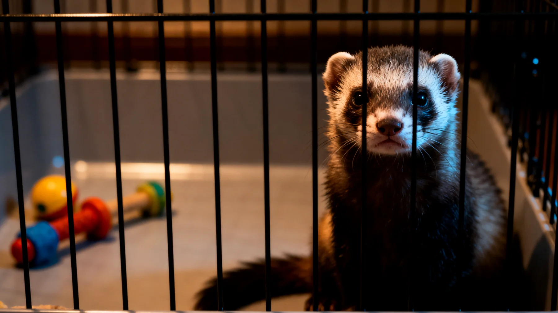 Frettchen in Wohnungshaltung leiden häufig unter Stress und Langeweile, da sie von Natur aus sehr aktive und neugierige Tiere sind, die viel Raum zur Erkundung benötigen. In geschlossenen Räumen fehlen oft ausreichend Bewegungsmöglichkeiten und Umweltreize, was zu Verhaltensauffälligkeiten, Unruhe und gesundheitlichen Problemen führen kann."